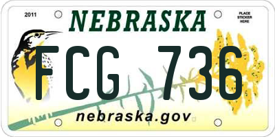 NE license plate FCG736