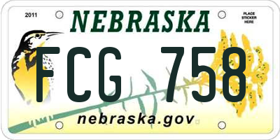 NE license plate FCG758