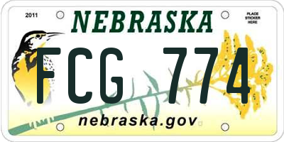 NE license plate FCG774