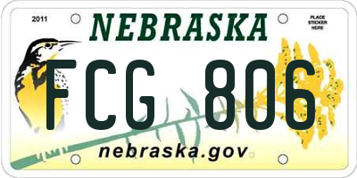 NE license plate FCG806