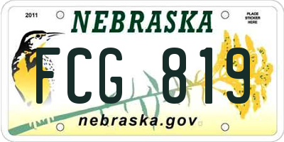 NE license plate FCG819