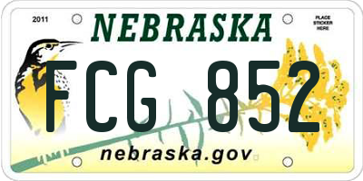 NE license plate FCG852
