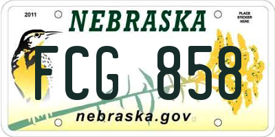 NE license plate FCG858
