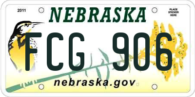 NE license plate FCG906