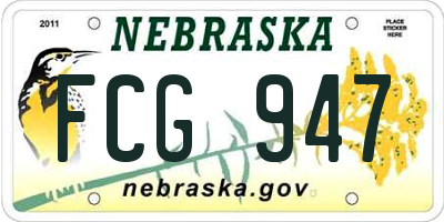 NE license plate FCG947