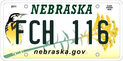 NE license plate FCH116