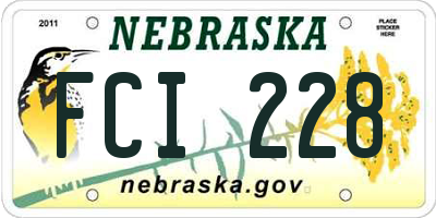 NE license plate FCI228