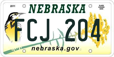 NE license plate FCJ204