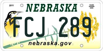 NE license plate FCJ289