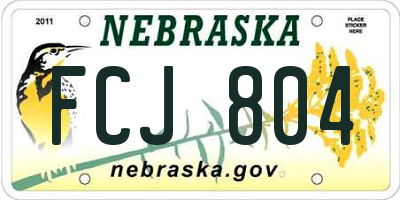 NE license plate FCJ804