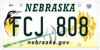 NE license plate FCJ808
