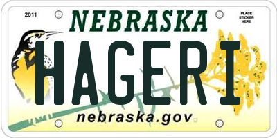 NE license plate HAGERI
