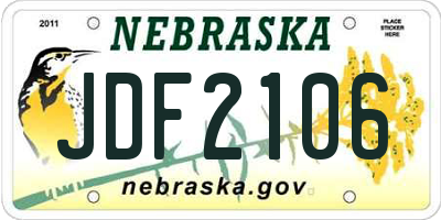 NE license plate JDF2106