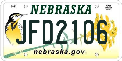 NE license plate JFD2106