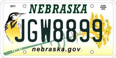 NE license plate JGW8899