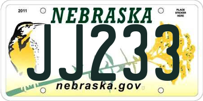 NE license plate JJ233