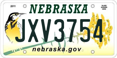 NE license plate JXV3754