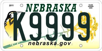 NE license plate K9999