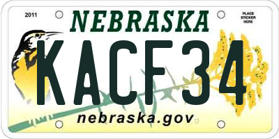 NE license plate KACF34