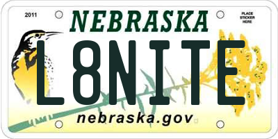 NE license plate L8NITE