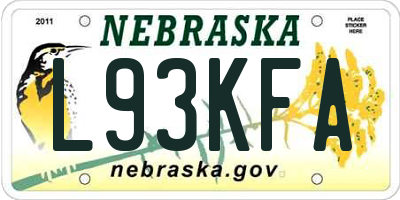 NE license plate L93KFA