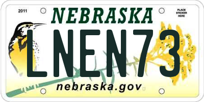 NE license plate LNEN73