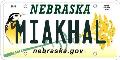 NE license plate MIAKHAL