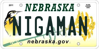 NE license plate NIGAMAN