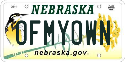 NE license plate OFMYOWN