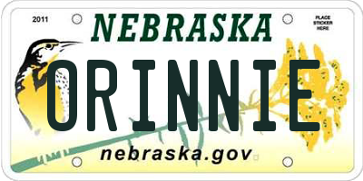 NE license plate ORINNIE