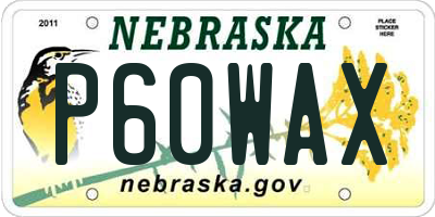 NE license plate P60WAX