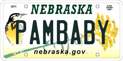 NE license plate PAMBABY