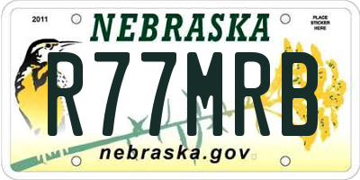 NE license plate R77MRB