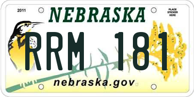 NE license plate RRM181