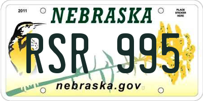 NE license plate RSR995