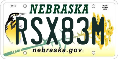 NE license plate RSX83M