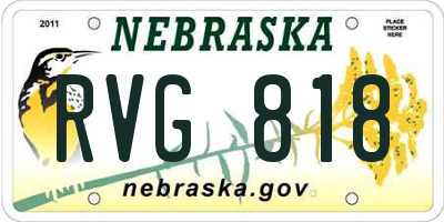 NE license plate RVG818