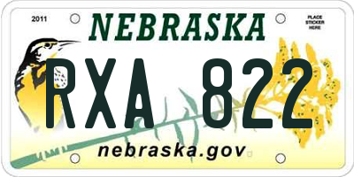 NE license plate RXA822