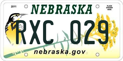 NE license plate RXC029