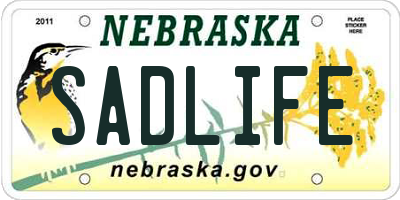 NE license plate SADLIFE