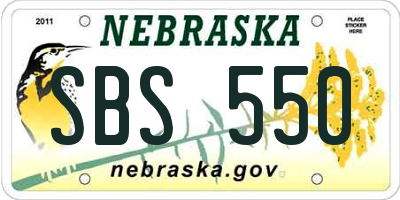 NE license plate SBS550