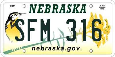 NE license plate SFM316