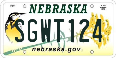 NE license plate SGWT124