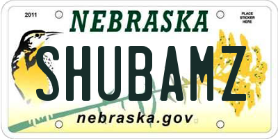 NE license plate SHUBAMZ