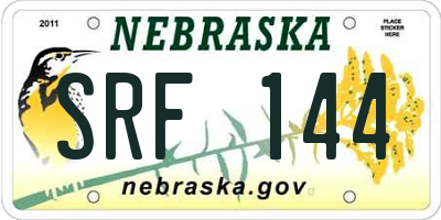 NE license plate SRF144
