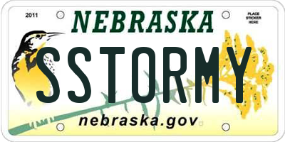 NE license plate SSTORMY