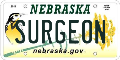 NE license plate SURGEON