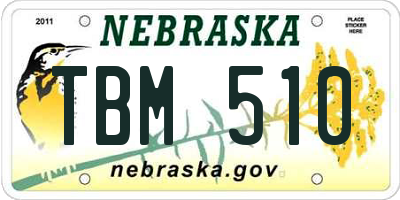 NE license plate TBM510
