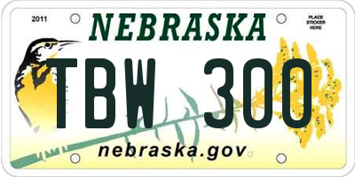 NE license plate TBW300