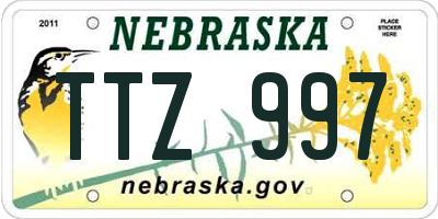 NE license plate TTZ997